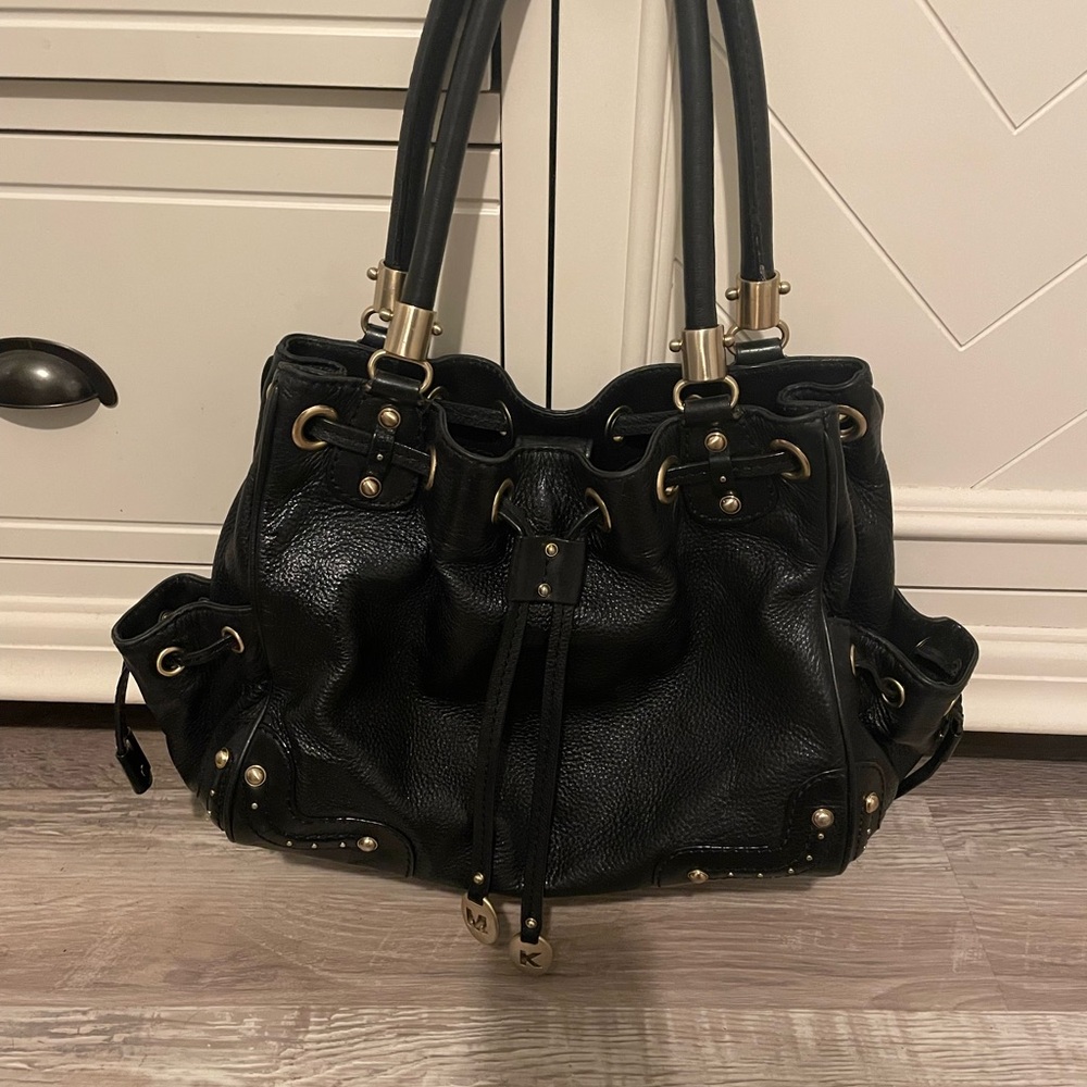 Michael Kors Black and Gold Tote Bag